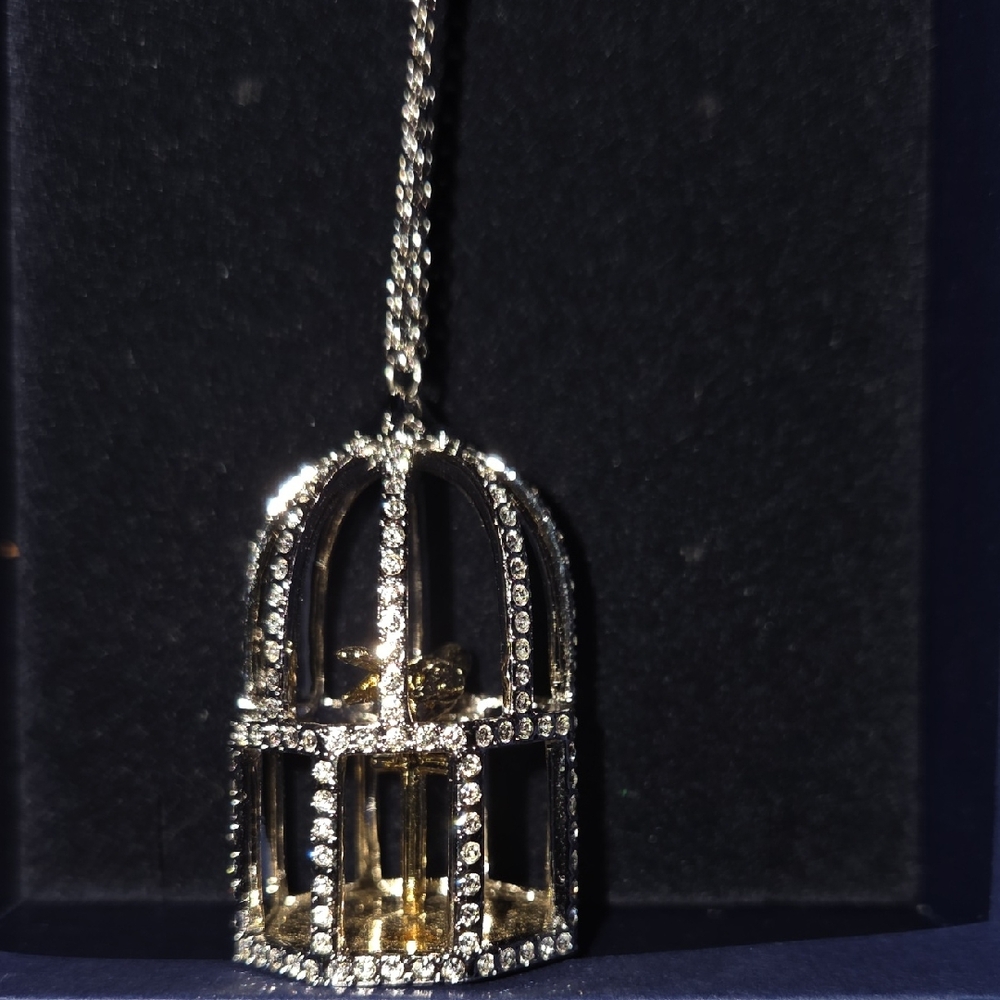 Swarovski Gold and Silver Crystal Cage Necklace